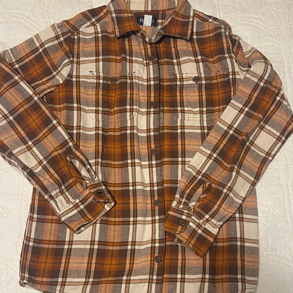 The Children's Place Brown and Tan Plaid Button Down Shirt